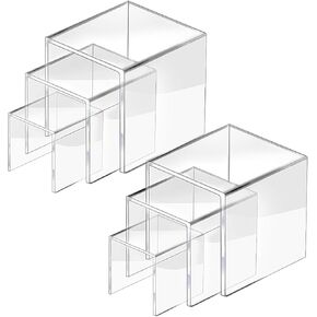Clear Acrylic Riser Display Stand, Acrylic Display Riser Stand Shelf for Pops Figures, Jewelry, Candy, Cupcake, Dessert, 2 Sets - 3x4x5in in Kuwait
