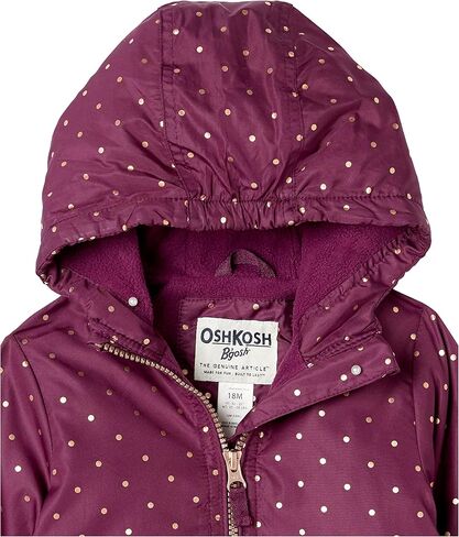 معطف أطفال بغطاء رأس للفتيات من OshKosh B'gosh، أرجواني مع نقاط فويل أنيقة بالكامل in Kuwait