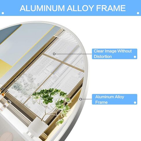 مرآة حائط مقوسة من Biyatuos مقاس 91.44 سم × 60.96 سم، مرآة حمام بإطار عقلي، مرآة للغرور مرآة كبيرة مثبتة على الحائط، مرآة خزانة عصرية لغرفة النوم وغرفة المعيشة والحمام (فضي مصقول) in Kuwait