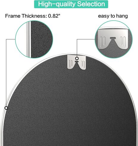 مرآة حائط مقوسة من Biyatuos مقاس 91.44 سم × 60.96 سم، مرآة حمام بإطار عقلي، مرآة للغرور مرآة كبيرة مثبتة على الحائط، مرآة خزانة عصرية لغرفة النوم وغرفة المعيشة والحمام (فضي مصقول) in Kuwait
