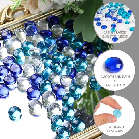 FUTUREPLUSX 80 قطعة من الرخام الزجاجي المسطح، 0.5 بوصة خرز حوض السمك مزهرية حشو أحجار كريمة زجاجية لحوض السمك حوض السمك مزهرية ديكور المنزل in Saudi Arabia