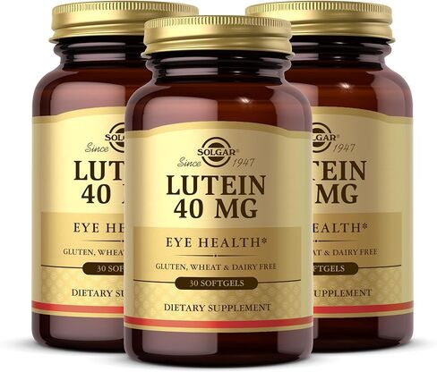 SOLGAR Lutein 40 mg - 30 كبسولة هلامية، عبوة من 3 - تدعم صحة العين - خالية من الغلوتين ومنتجات الألبان - 90 وجبة إجمالية in Saudi Arabia