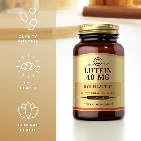 SOLGAR Lutein 40 mg - 30 كبسولة هلامية، عبوة من 3 - تدعم صحة العين - خالية من الغلوتين ومنتجات الألبان - 90 وجبة إجمالية in Saudi Arabia