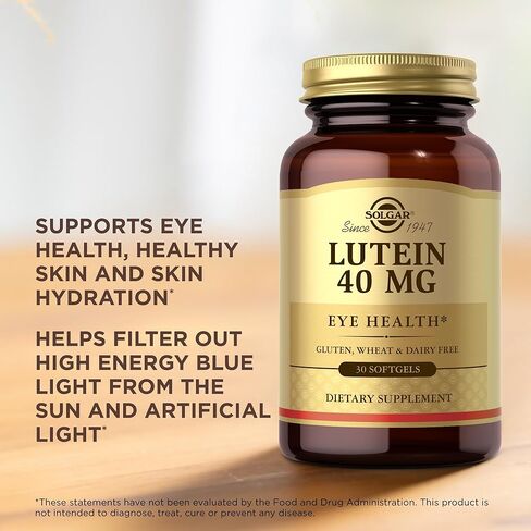 SOLGAR Lutein 40 mg - 30 كبسولة هلامية، عبوة من 3 - تدعم صحة العين - خالية من الغلوتين ومنتجات الألبان - 90 وجبة إجمالية in Saudi Arabia