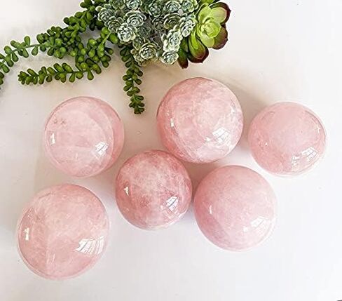 كرة Zenkeeper كبيرة من الكوارتز الوردي مقاس 5 سم، كرة كريستال وردية طبيعية للتأمل، الريكي، شفاء الكريستال، ديكور المنزل in Kuwait