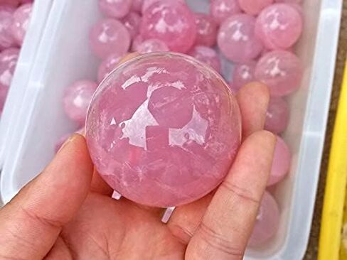 كرة Zenkeeper كبيرة من الكوارتز الوردي مقاس 5 سم، كرة كريستال وردية طبيعية للتأمل، الريكي، شفاء الكريستال، ديكور المنزل in Kuwait