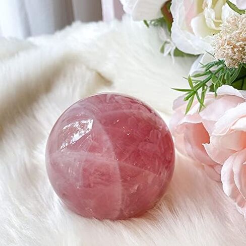 كرة Zenkeeper كبيرة من الكوارتز الوردي مقاس 5 سم، كرة كريستال وردية طبيعية للتأمل، الريكي، شفاء الكريستال، ديكور المنزل in Kuwait