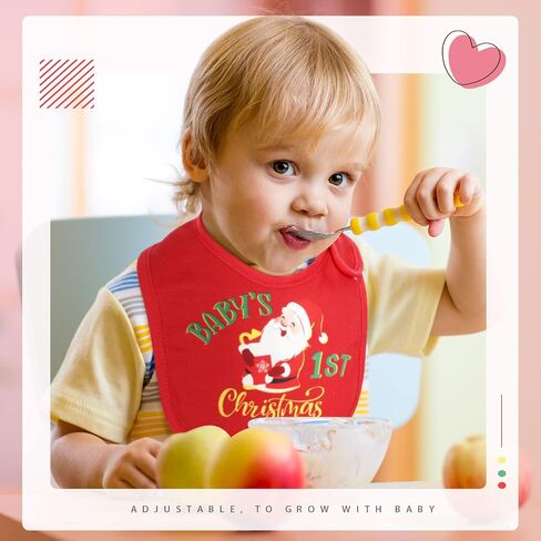 Eurzom Christmas Baby Bib Babies First Christmas Baby Gifts Xmas Newborn Bibs for Baby Girl Boy with Adjustable Closure Baby Drooling Bibs Waterproof for Toddler Infant Unisex, 4 Styles in Saudi Arabia