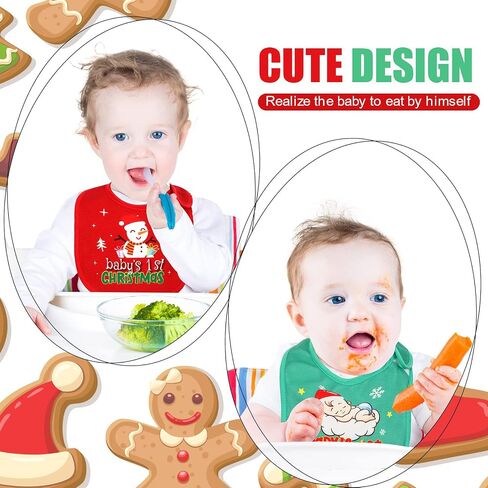 Eurzom Christmas Baby Bib Babies First Christmas Baby Gifts Xmas Newborn Bibs for Baby Girl Boy with Adjustable Closure Baby Drooling Bibs Waterproof for Toddler Infant Unisex, 4 Styles in Saudi Arabia