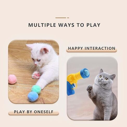 Interactive Cat Toy Ball Launcher Pistol with 100 Pcs Pom Pom Balls, Magic Pet Fetch Gun Shooter, Flying Plush Ball Shooting Play for Dogs and Kittens, Fun and Fuzzy Games Training for Indoor Kitties in Saudi Arabia
