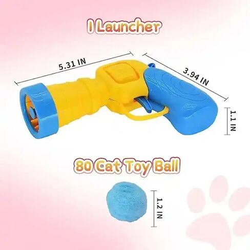 Interactive Cat Toy Ball Launcher Pistol with 100 Pcs Pom Pom Balls, Magic Pet Fetch Gun Shooter, Flying Plush Ball Shooting Play for Dogs and Kittens, Fun and Fuzzy Games Training for Indoor Kitties in Saudi Arabia