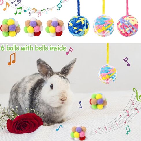 Wedding Pails 9 Pack Ferret Toys Ball Set,Rainbow Cat Toy Balls, Colorful Woolen Yarn Ferret Balls Cat Pom Pom Balls Interactive Sound Toy Exercise for Ferret Cat Kittens in Kuwait
