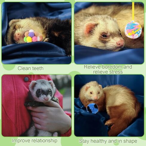 Wedding Pails 9 Pack Ferret Toys Ball Set,Rainbow Cat Toy Balls, Colorful Woolen Yarn Ferret Balls Cat Pom Pom Balls Interactive Sound Toy Exercise for Ferret Cat Kittens in Kuwait