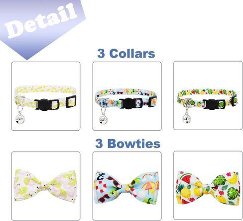 3 Pack Fall Cat Collar with Bow Kitten Bowtie Collar with Bell Autumn Breakaway Adjustable Collars in Kuwait