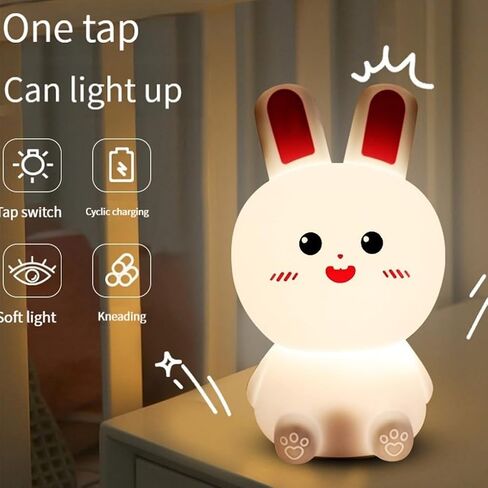 ضوء ليلي من السيليكون على شكل أرنب Hasdlga، مصباح LED للأطفال على شكل أرنب لطيف، 16 لونًا للتحكم عن بعد المتغير، مصابيح حضانة قابلة لإعادة الشحن وقابلة لإعادة الشحن لتزيين غرفة النوم هدية عيد الميلاد in Kuwait