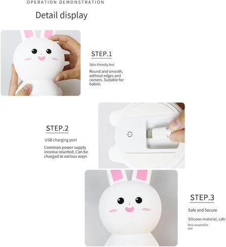 ضوء ليلي من السيليكون على شكل أرنب Hasdlga، مصباح LED للأطفال على شكل أرنب لطيف، 16 لونًا للتحكم عن بعد المتغير، مصابيح حضانة قابلة لإعادة الشحن وقابلة لإعادة الشحن لتزيين غرفة النوم هدية عيد الميلاد in Kuwait