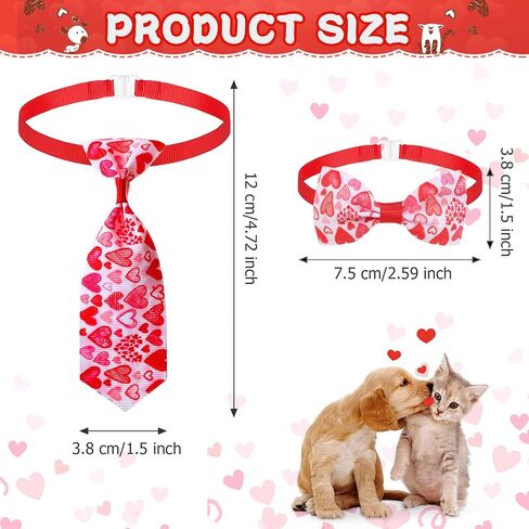 8 Pieces Valentine's Day Dog Ties Dog Costume Red Heart Shape Dog Headband Bow Ties Collars Heart Sequin Dog Tutu Dress Outfit Puppy Bow Ties for Small Medium Large Pets Cute Holiday Birthday Party in Saudi Arabia