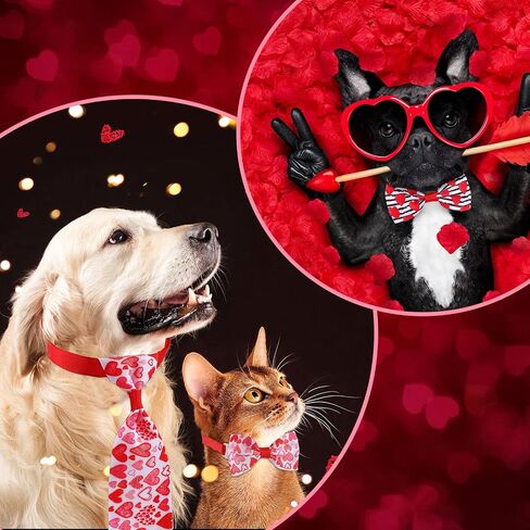 8 Pieces Valentine's Day Dog Ties Dog Costume Red Heart Shape Dog Headband Bow Ties Collars Heart Sequin Dog Tutu Dress Outfit Puppy Bow Ties for Small Medium Large Pets Cute Holiday Birthday Party in Saudi Arabia