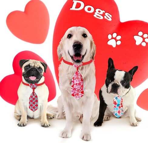 8 Pieces Valentine's Day Dog Ties Dog Costume Red Heart Shape Dog Headband Bow Ties Collars Heart Sequin Dog Tutu Dress Outfit Puppy Bow Ties for Small Medium Large Pets Cute Holiday Birthday Party in Saudi Arabia