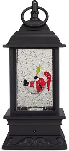 RAZ Imports 2021 Holiday Water Lanterns 9.5" Santa in Martini Glass Spinning Lighted Water Lantern Black in Saudi Arabia