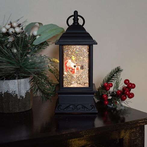 RAZ Imports 2021 Holiday Water Lanterns 9.5" Santa in Martini Glass Spinning Lighted Water Lantern Black in Saudi Arabia