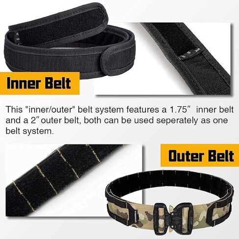 حزام IDOGEAR 2 بوصة كوبرا بإبزيم حزام تكتيكي سريع الإصدار حزام MOLLE Riggers عالي التحمل مع مجموعة حزام داخلي in Kuwait