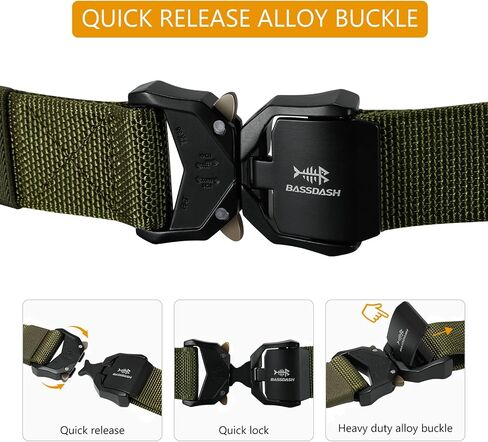 BASSDASH Men's Tactical Belt Military Rigger Work Belt 1.5" Nylon Web with Heavy Duty Quick Release Buckle Hiking Hunting in Saudi Arabia