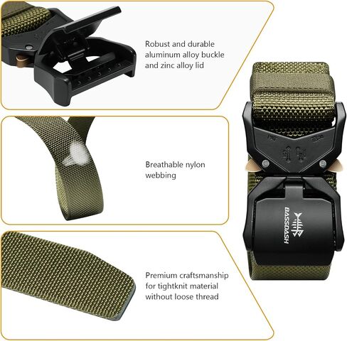 BASSDASH Men's Tactical Belt Military Rigger Work Belt 1.5" Nylon Web with Heavy Duty Quick Release Buckle Hiking Hunting in Saudi Arabia
