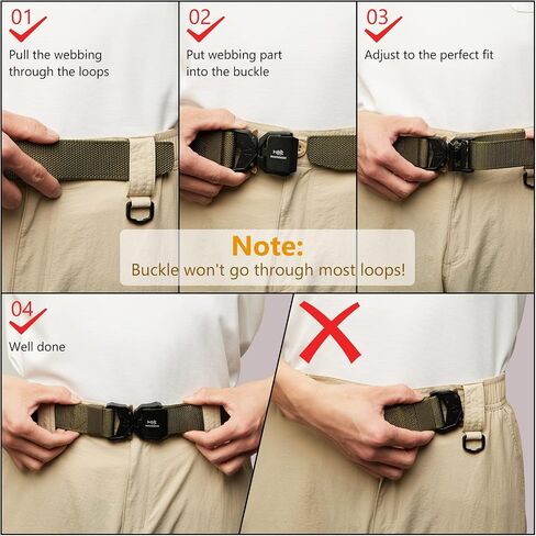 BASSDASH Men's Tactical Belt Military Rigger Work Belt 1.5" Nylon Web with Heavy Duty Quick Release Buckle Hiking Hunting in Saudi Arabia