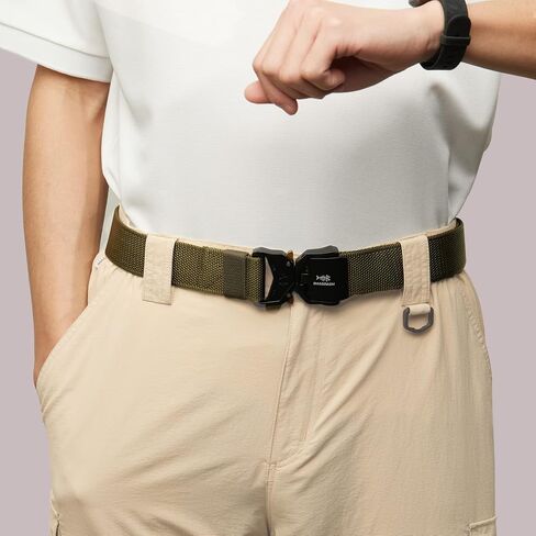 BASSDASH Men's Tactical Belt Military Rigger Work Belt 1.5" Nylon Web with Heavy Duty Quick Release Buckle Hiking Hunting in Saudi Arabia