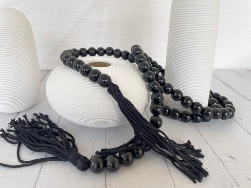 Insiswiner Farmhouse Beads 58in Handcrafted Multicolor Wood Bead Garland with Tassels Rustic Country Decor Prayer Boho Beads Big Wall Hanging and Coffee Table Decor in Kuwait
