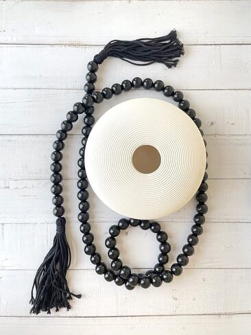 Insiswiner Farmhouse Beads 58in Handcrafted Multicolor Wood Bead Garland with Tassels Rustic Country Decor Prayer Boho Beads Big Wall Hanging and Coffee Table Decor in Kuwait