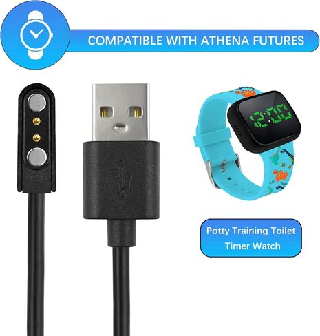 RUKUHOT 2 Pcs Magnetic Charger Cable Campatible for Athena Futures Potty Training Toilet Timer Watch,3.3 Ft 2 Pin USB Charging Cord in Kuwait
