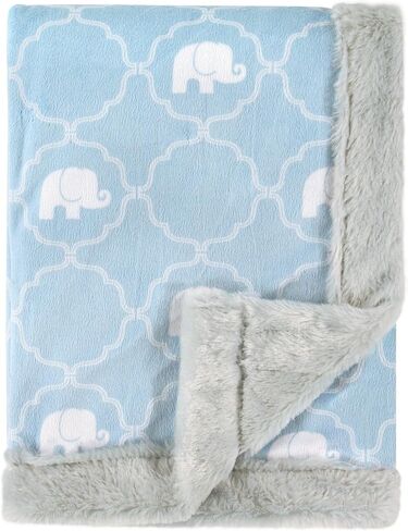 Hudson Baby Unisex Baby Plush Blanket with Furry Binding and Back, Elephant, One Size in Saudi Arabia
