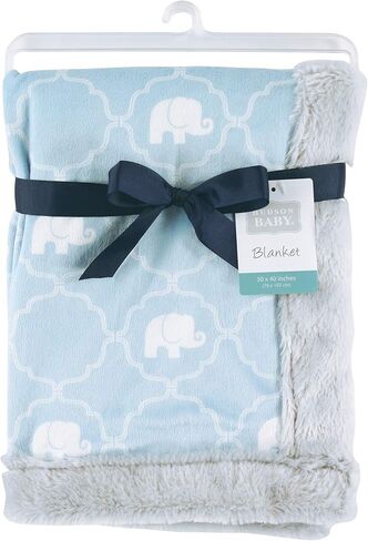 Hudson Baby Unisex Baby Plush Blanket with Furry Binding and Back, Elephant, One Size in Saudi Arabia