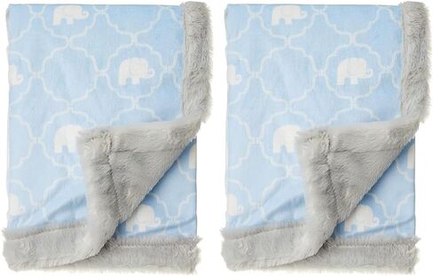 Hudson Baby Unisex Baby Plush Blanket with Furry Binding and Back, Elephant, One Size in Saudi Arabia