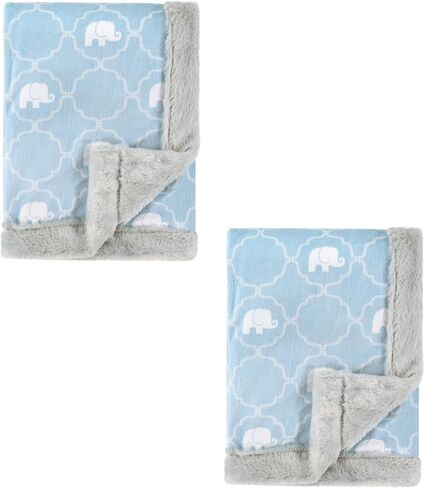 Hudson Baby Unisex Baby Plush Blanket with Furry Binding and Back, Elephant, One Size in Saudi Arabia