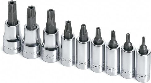 SK Hand Tools 19769 9-Piece 1/4-Inch and 3/8-Inch Drive Tamper-Proof Torx Bit Socket Set in Kuwait
