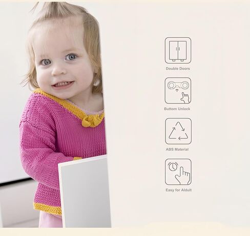 مزالج أمان من CouSweoArt، 4 عبوات مزالج مقاومة للأطفال، أقفال بيضاء لسلامة الأطفال، أقفال خزانة أمان للأطفال للأدراج والخزائن وأبواب حجرة المؤن والمجمدات مع شريط لاصق أقوى in Kuwait