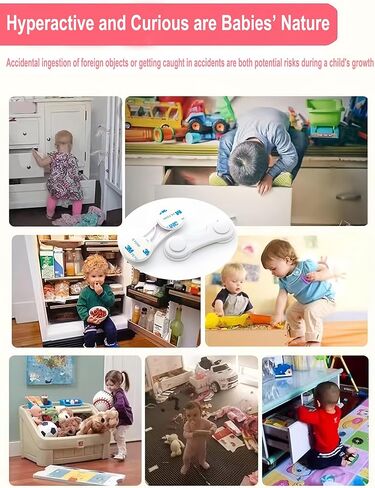 مزالج أمان من CouSweoArt، 4 عبوات مزالج مقاومة للأطفال، أقفال بيضاء لسلامة الأطفال، أقفال خزانة أمان للأطفال للأدراج والخزائن وأبواب حجرة المؤن والمجمدات مع شريط لاصق أقوى in Kuwait