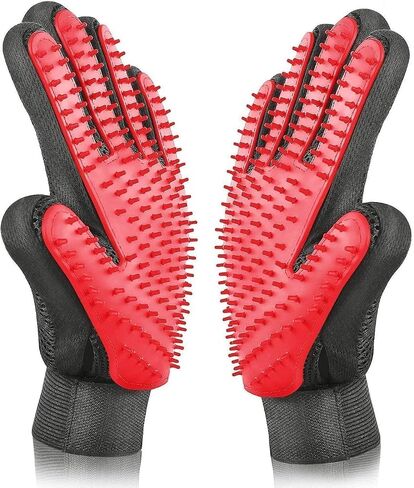 BYETOO Pet Dog Cat Grooming Glove with 261Tips,Gentle Deshedding Brush Glove,Efficient Pet Hair Remover Mitt,Massage Tool with Enhanced Five Finger Design,for Dog,Cat,Rabbit,Horse with Long/Short Fur in Saudi Arabia