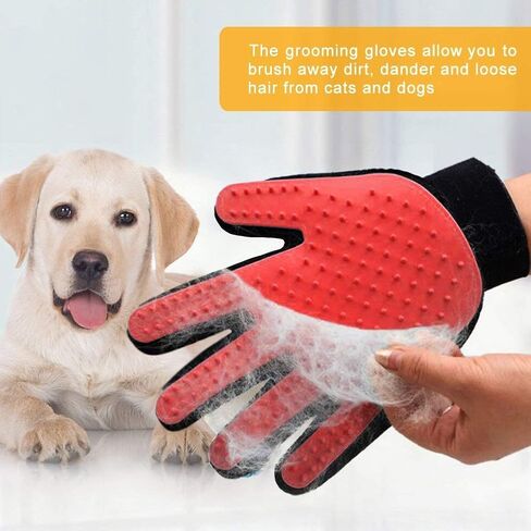 BYETOO Pet Dog Cat Grooming Glove with 261Tips,Gentle Deshedding Brush Glove,Efficient Pet Hair Remover Mitt,Massage Tool with Enhanced Five Finger Design,for Dog,Cat,Rabbit,Horse with Long/Short Fur in Saudi Arabia