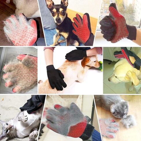BYETOO Pet Dog Cat Grooming Glove with 261Tips,Gentle Deshedding Brush Glove,Efficient Pet Hair Remover Mitt,Massage Tool with Enhanced Five Finger Design,for Dog,Cat,Rabbit,Horse with Long/Short Fur in Saudi Arabia