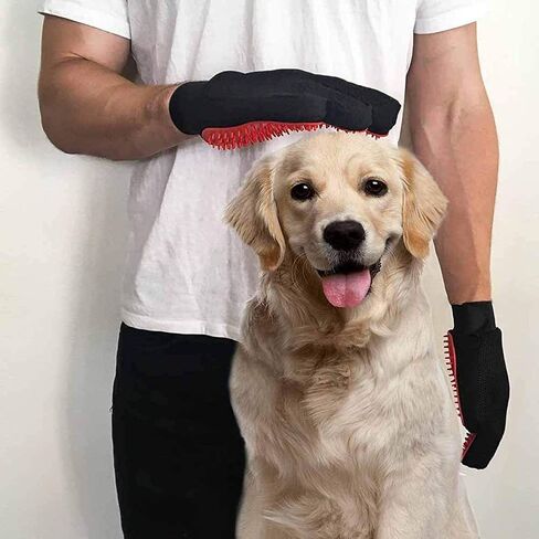 BYETOO Pet Dog Cat Grooming Glove with 261Tips,Gentle Deshedding Brush Glove,Efficient Pet Hair Remover Mitt,Massage Tool with Enhanced Five Finger Design,for Dog,Cat,Rabbit,Horse with Long/Short Fur in Saudi Arabia
