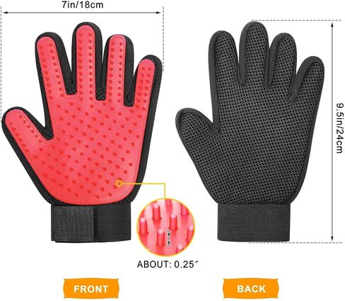 BYETOO Pet Dog Cat Grooming Glove with 261Tips,Gentle Deshedding Brush Glove,Efficient Pet Hair Remover Mitt,Massage Tool with Enhanced Five Finger Design,for Dog,Cat,Rabbit,Horse with Long/Short Fur in Saudi Arabia