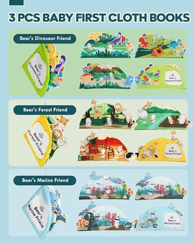 كتب Lehoo Castle للأطفال من عمر 0 ​​إلى 6 أشهر، 3 قطع كتب ناعمة للأطفال الرضع ذات التجعيد، ألعاب الأطفال من عمر 6 إلى 12 شهرًا، ألعاب عربة الأطفال الحسية للتعلم المبكر، ألعاب الأطفال حديثي الولادة in Kuwait