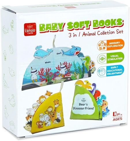 كتب Lehoo Castle للأطفال من عمر 0 ​​إلى 6 أشهر، 3 قطع كتب ناعمة للأطفال الرضع ذات التجعيد، ألعاب الأطفال من عمر 6 إلى 12 شهرًا، ألعاب عربة الأطفال الحسية للتعلم المبكر، ألعاب الأطفال حديثي الولادة in Kuwait