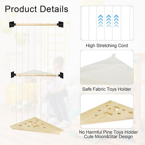 Stuffed Animal Storage Wall Mount, Plushie Toy Storage Organizer, Stuffed Animal Holder with Adjustable Cord, Nursery Corner Shelf for Stuffed Animal Organizer, Wall Hanging Toy Organizer for Playroom in Kuwait