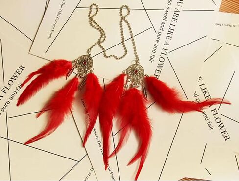 مرآة الرؤية الخلفية الداخلية للسيارة Dream Catcher ديكورات معلقة لتزيين السيارة للنساء ريش بوهو ديكورات للتعليق على الحائط (وردي) in Kuwait