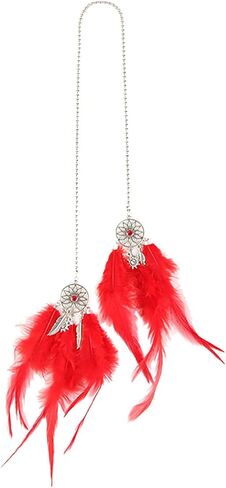 مرآة الرؤية الخلفية الداخلية للسيارة Dream Catcher ديكورات معلقة لتزيين السيارة للنساء ريش بوهو ديكورات للتعليق على الحائط (وردي) in Kuwait